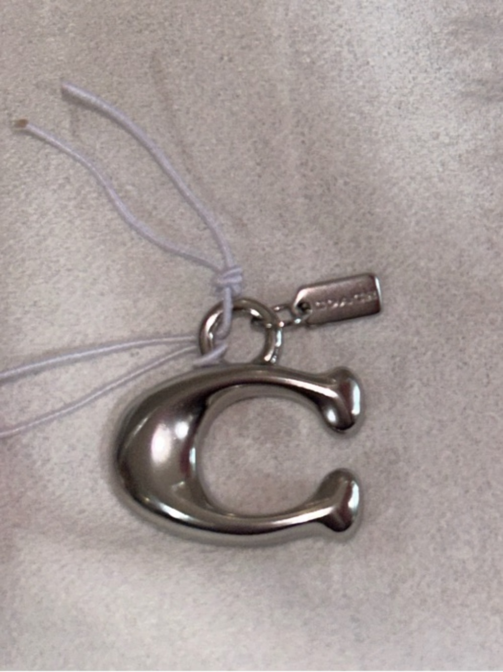 Coach Silver-Tone 'C' Charm with micro hang tag,care booklet, tag & Dust Bag NWT